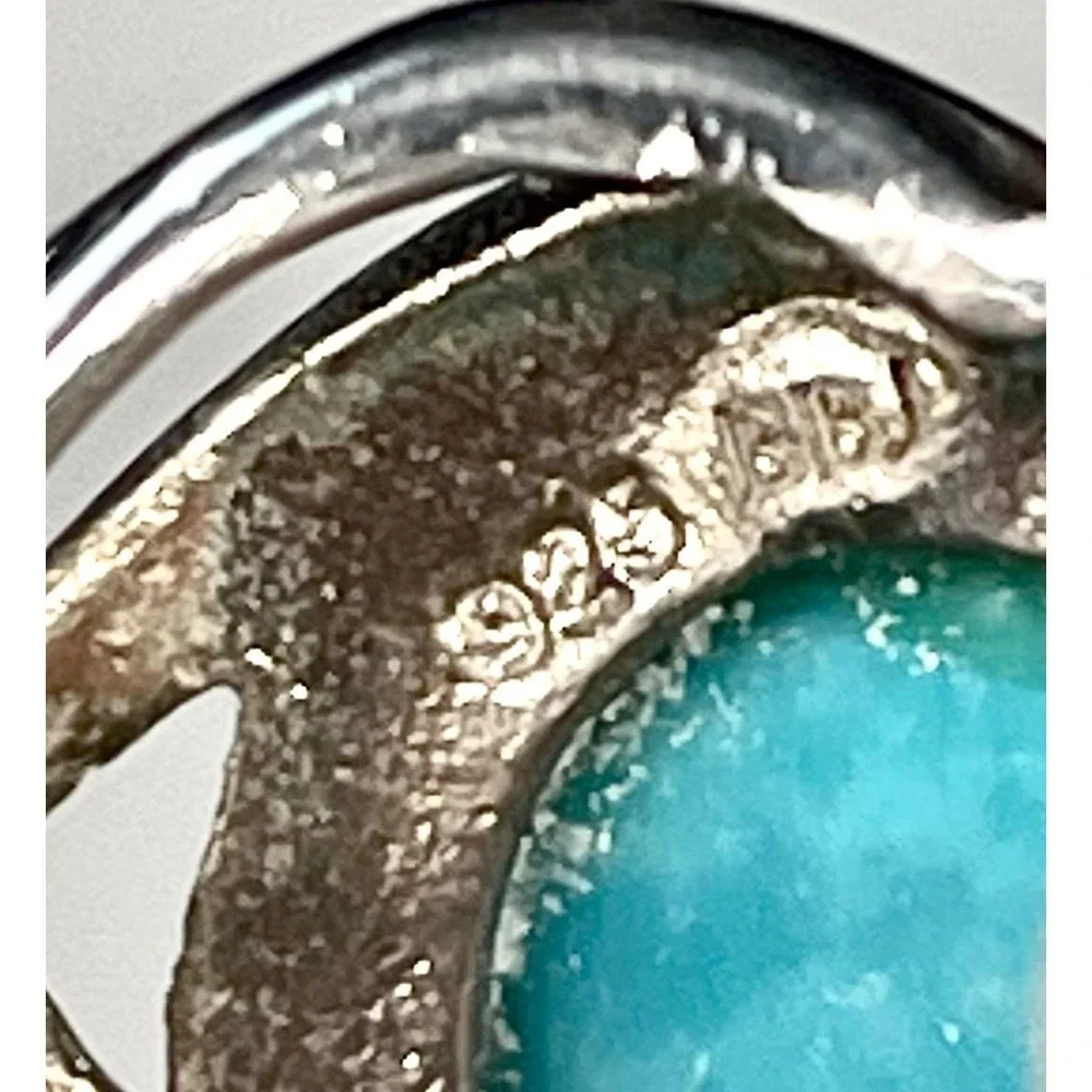 BBJ 925 Sterling Silver Turquoise Ring Size 5.75 Southwestern Bypass Cabochon
